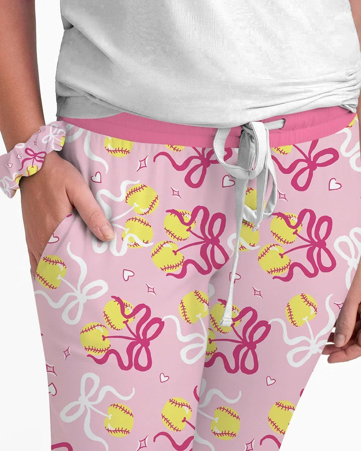 Softball Kirsche Mama und Mädchen passendes Bambus Damen Pyjama-Set