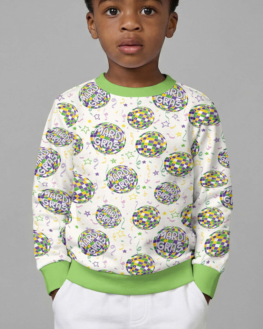 Mardi Gras Disco Ball Bamboo Crewneck Sweatshirt
