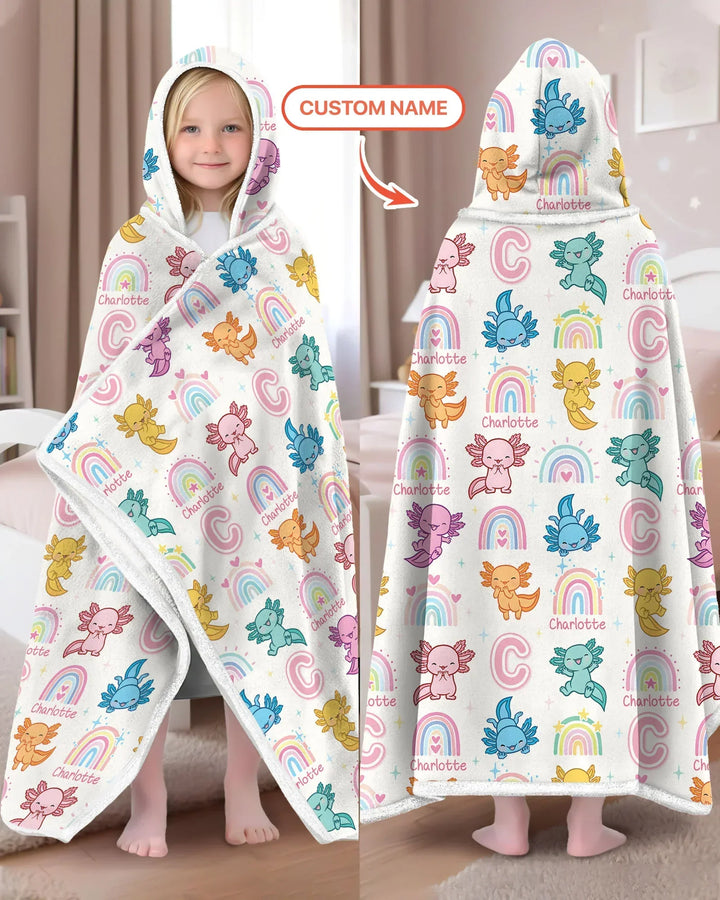Axololt Custom Name Bamboo Wearable Hooded Blanket