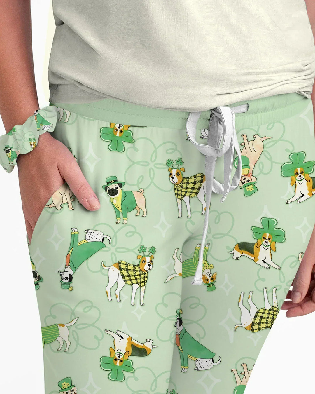 St. Patrick's Day Welpen Pyjama-Set aus Bambus für Damen