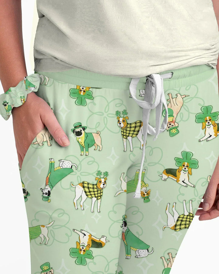 St. Patrick's Day Welpen Pyjama-Set aus Bambus für Damen
