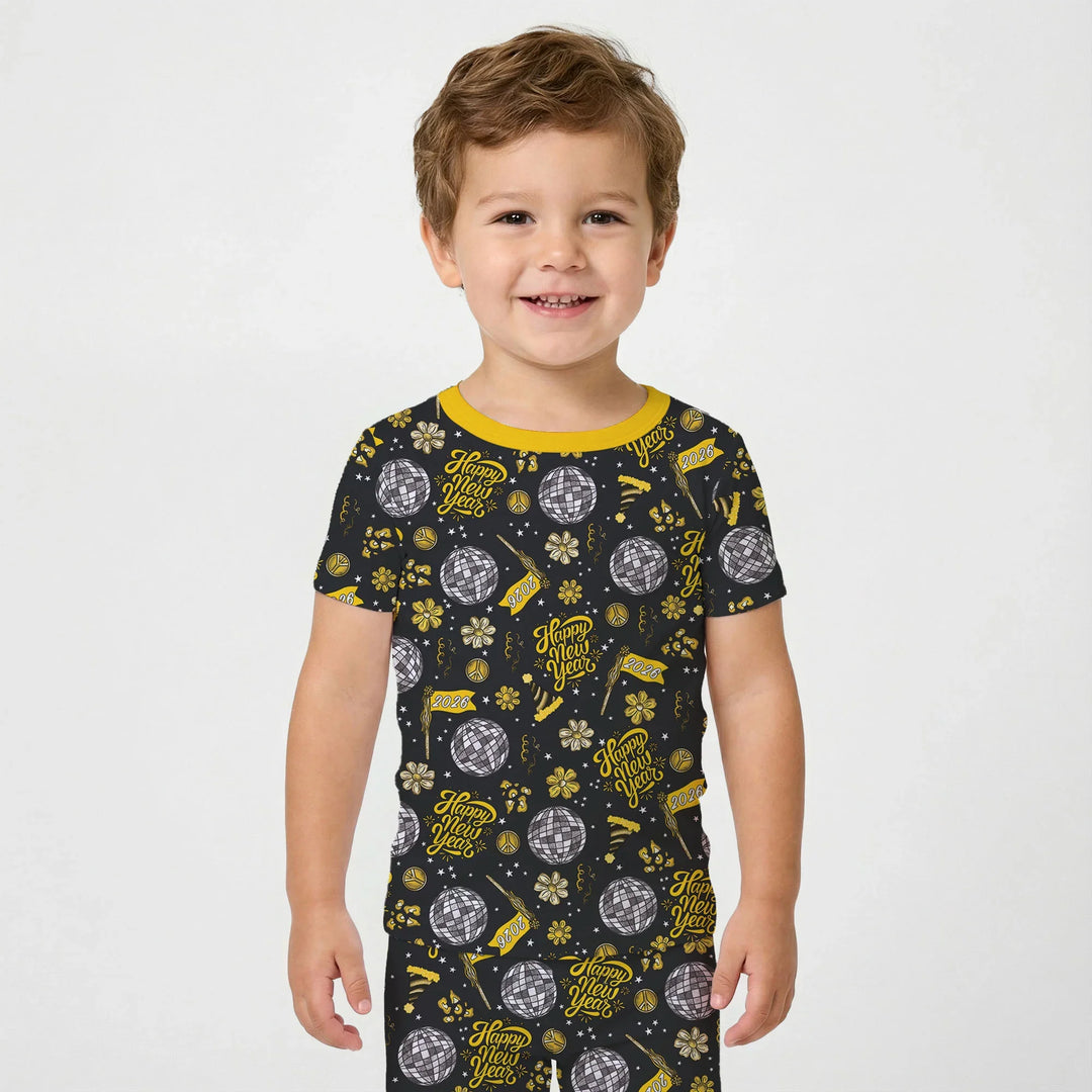 Disco New Years Eve Bamboo Two Piece Short Sleeve Pajama Set