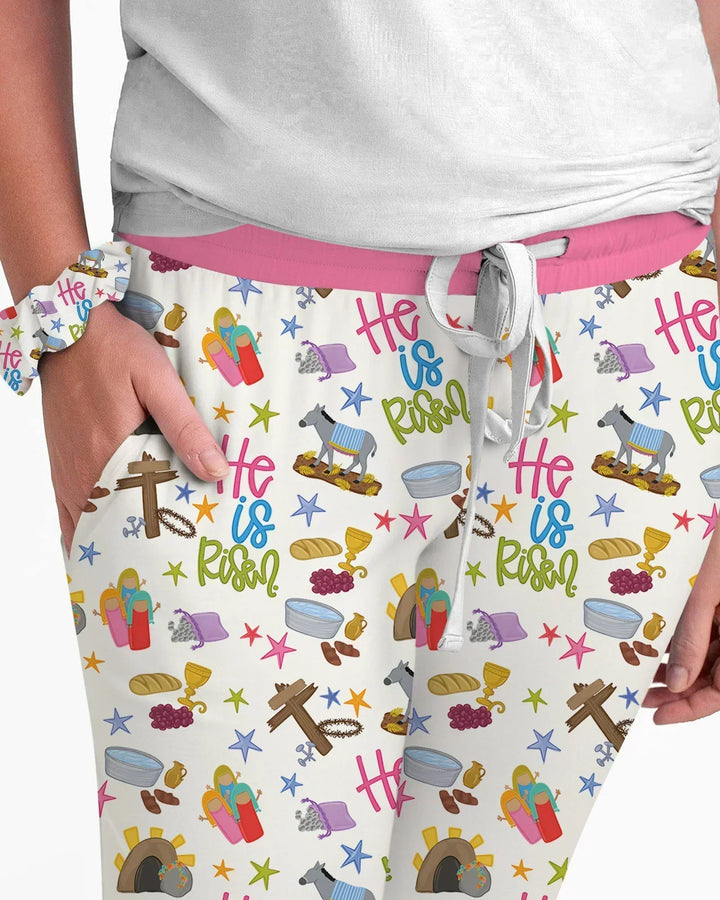 Biblische Geschichte Ostern Familien-Pyjama-Set aus Bambus für Damen