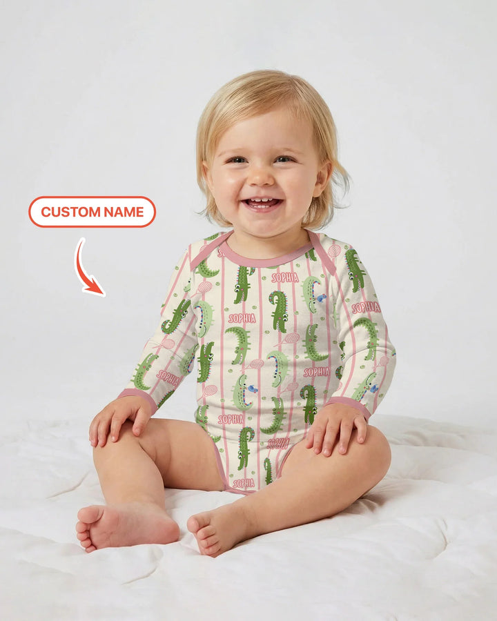 Custom Name Tennis Crocodiles Bamboo Bodysuit
