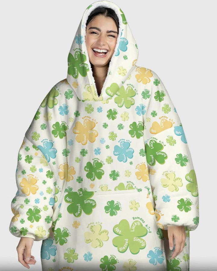 Kleeblatt-Druck St. Patrick's Day Tragbarer Bambus-Deckenhoodie