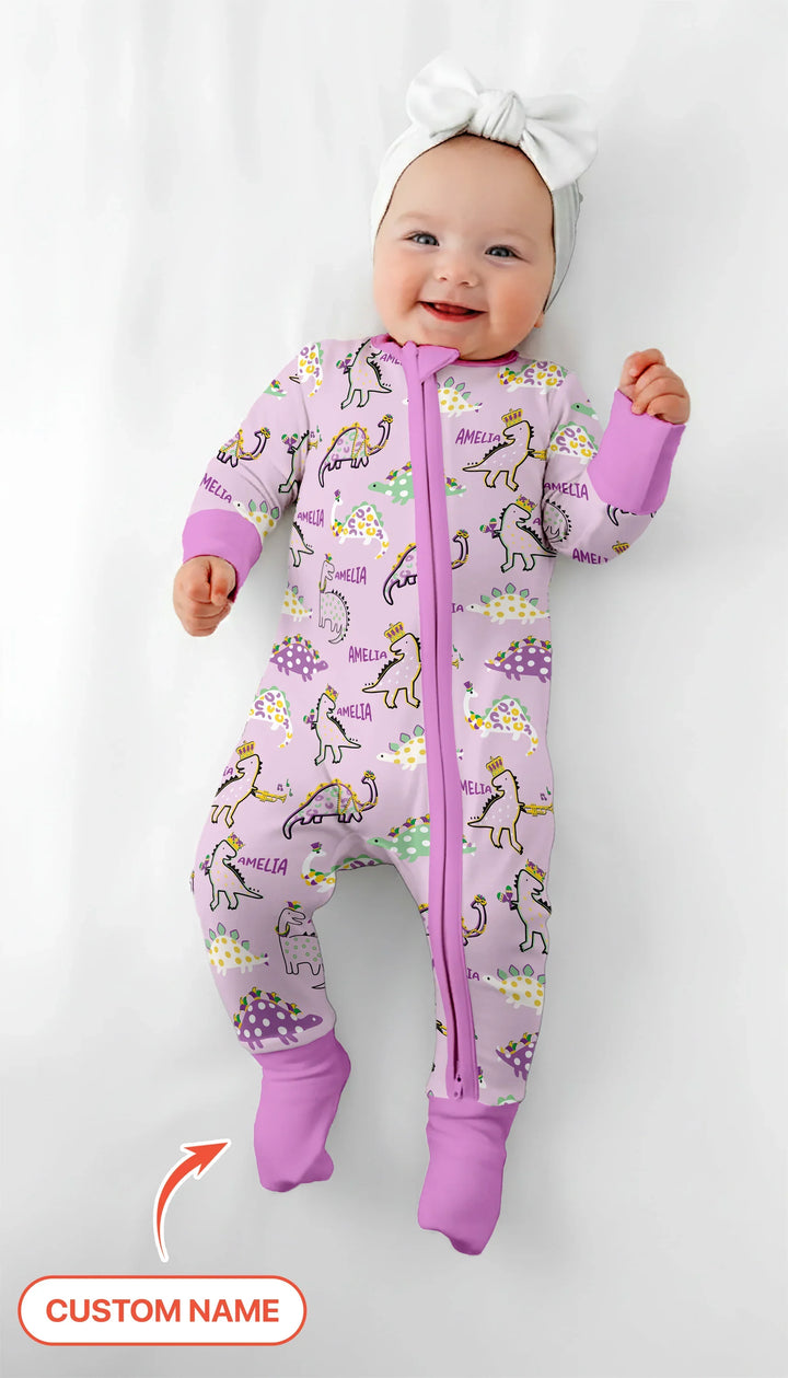 Custom Name Mardi Gras Saurus Bamboo Convertible Zippy