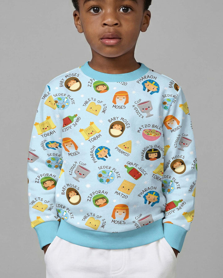 Niedliches Pessach-Charaktere Bambus Crewneck Sweatshirt
