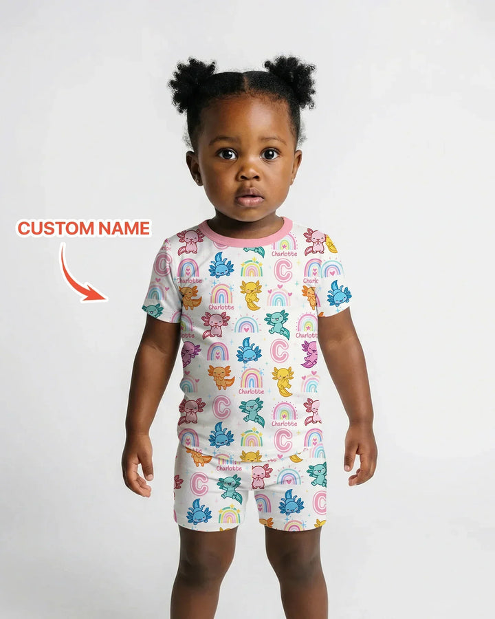 Zweiteiliges Pyjama-Set mit kurzen Ärmeln und Shorts im Sommer-Design