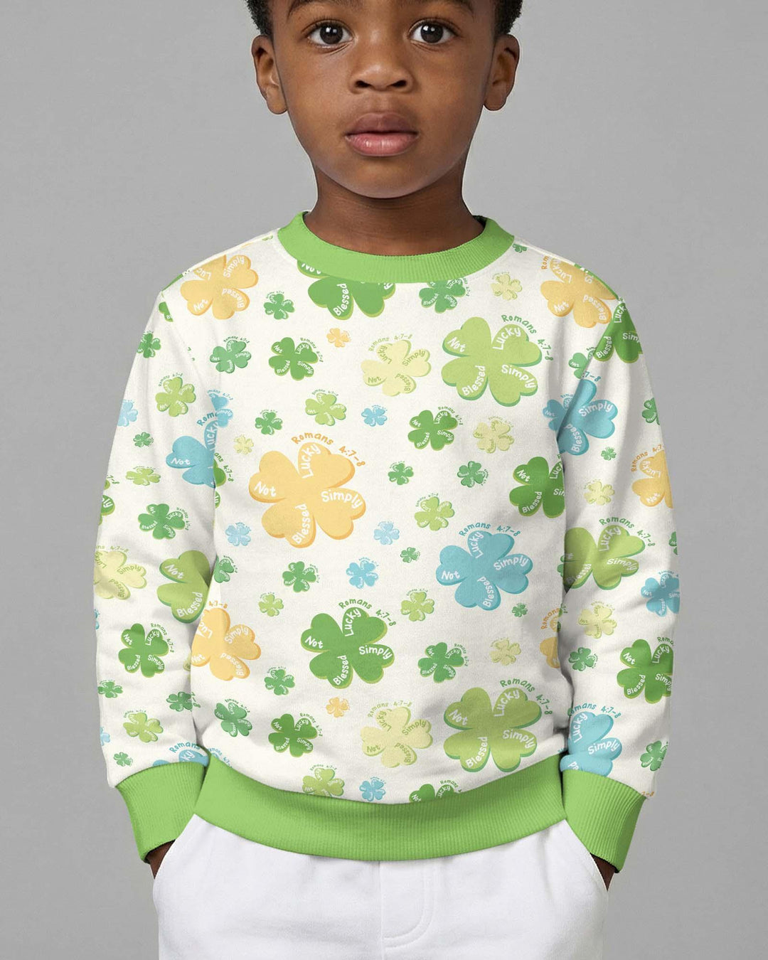 Kleeblatt-Print St. Patrick's Day Bambus-Rundhalsshirt