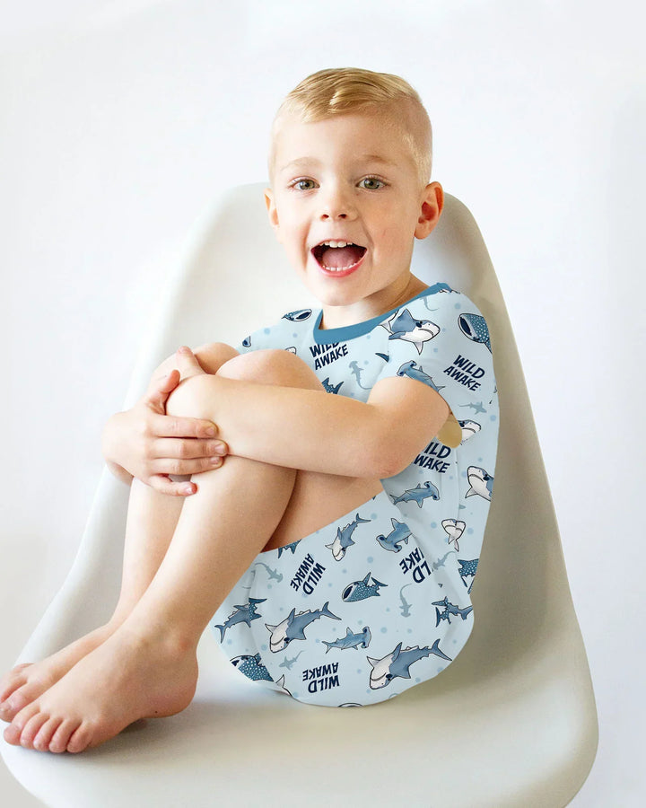 Wide Awake Matching Daddy & Me Bamboo Two Piece Short Sleeve Shorts Pajama Set