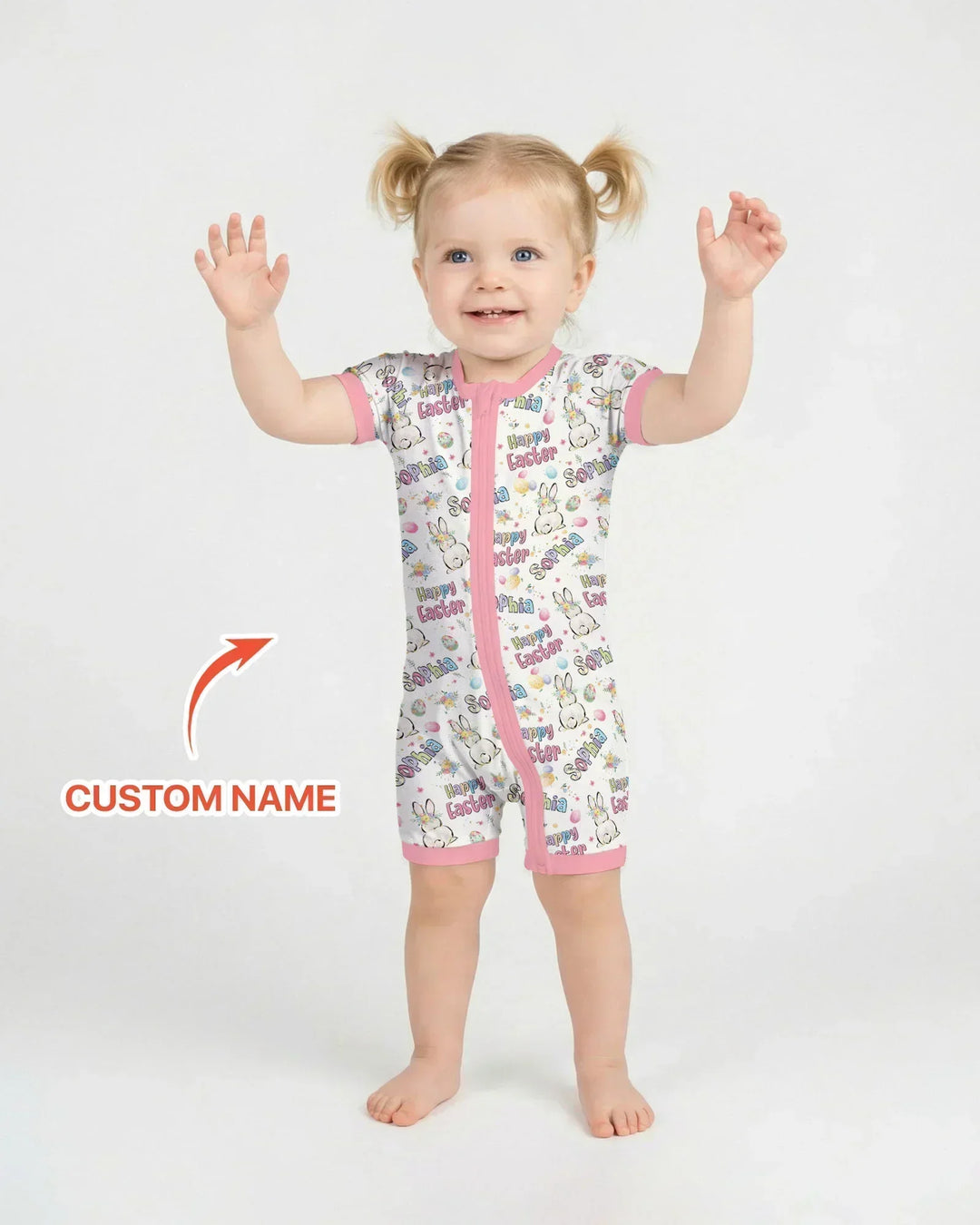 Personalized Happy Easter Bunny Bamboo Shorty Zippy