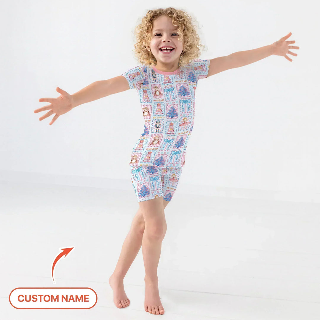 Zweiteiliges Pyjama-Set mit kurzen Ärmeln und Shorts im Sommer-Design
