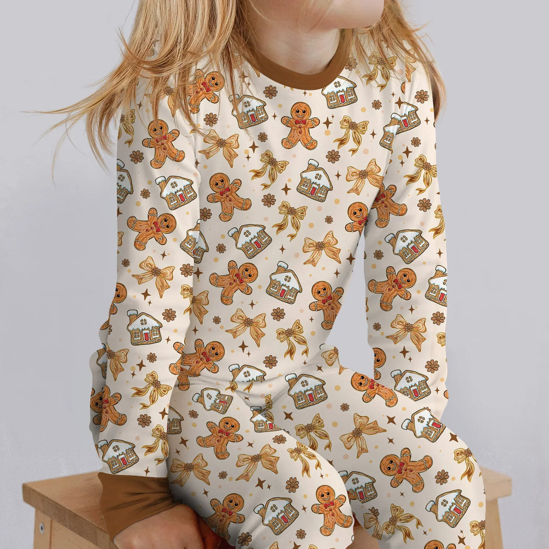 Brushstroke Gingerbread Two Piece Long Sleeve Pajama Set , Brushstroke Gingerbread Two Piece Long Sleeve Pajama Set - 12-18M