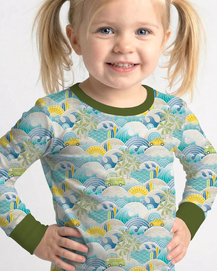 Zweiteiliges Langarm-Pyjama-Set mit Sommerfrüchten