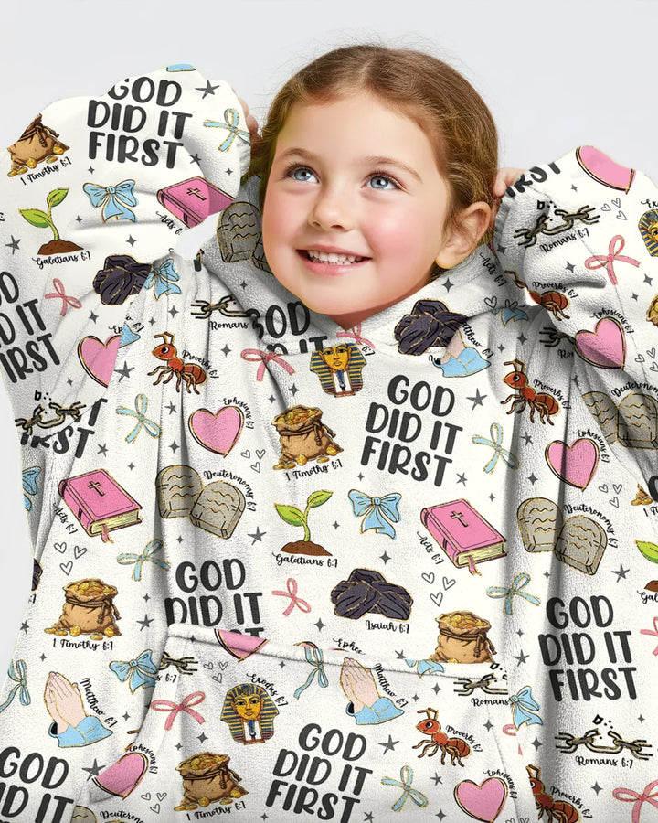 God Did It First Tragbarer Bambus-Deckenhoodie