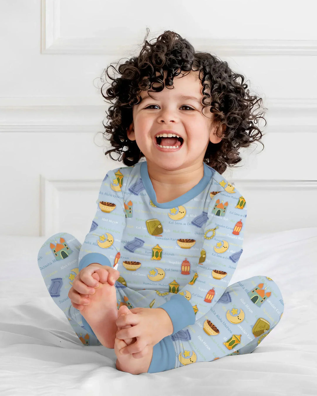 Ramadan Mubarak Family Matching Bamboo Two Piece Long Sleeve Pajama Set