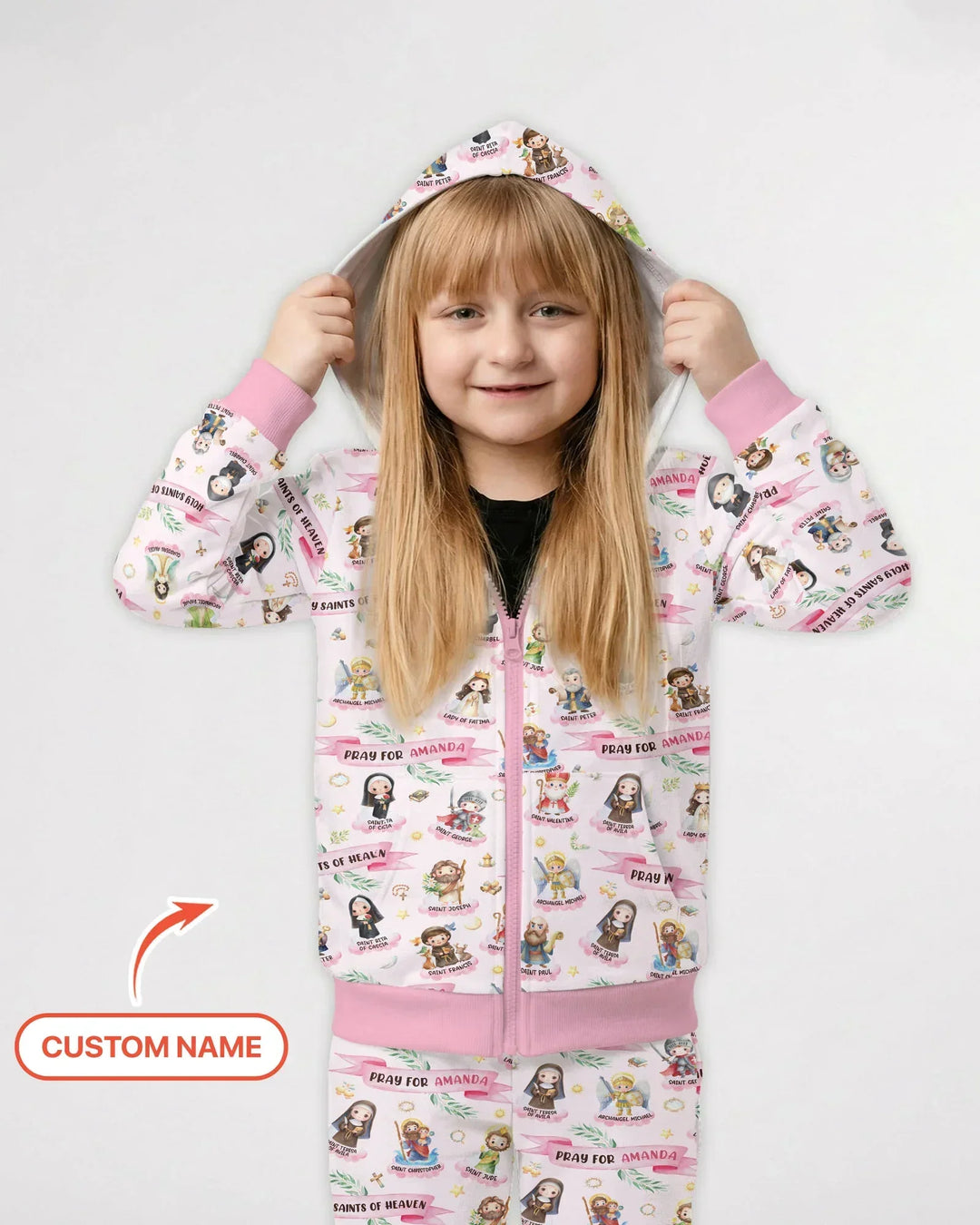 Heilige des Himmels Personalisierter Bambus-Kapuzenpullover mit Reißverschluss
