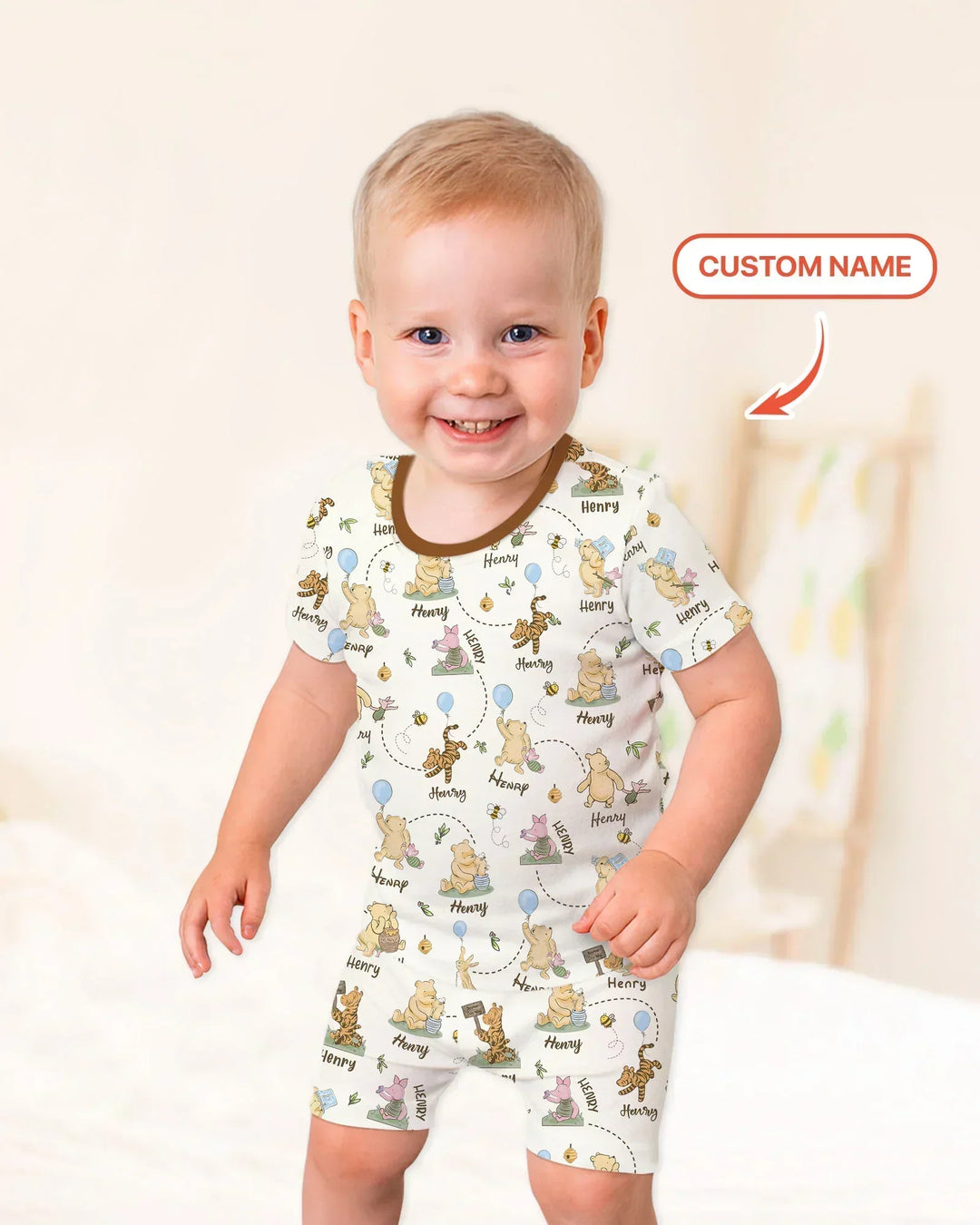 Zweiteiliges Pyjama-Set mit kurzen Ärmeln und Shorts im Sommer-Design