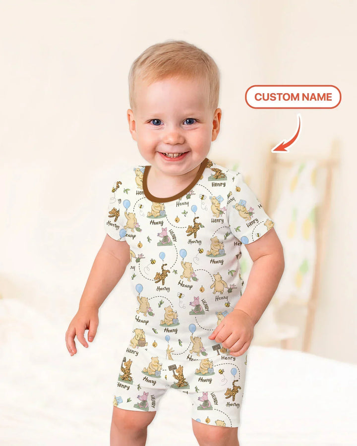 Zweiteiliges Pyjama-Set mit kurzen Ärmeln und Shorts im Sommer-Design