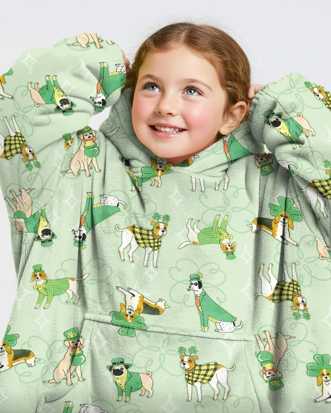 St. Patrick's Day Welpen tragbare Bambus-Decken-Kapuzenjacke