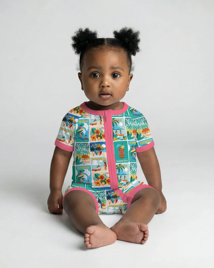 Aloha Postcard Paradise Bamboo Shorty Zippy