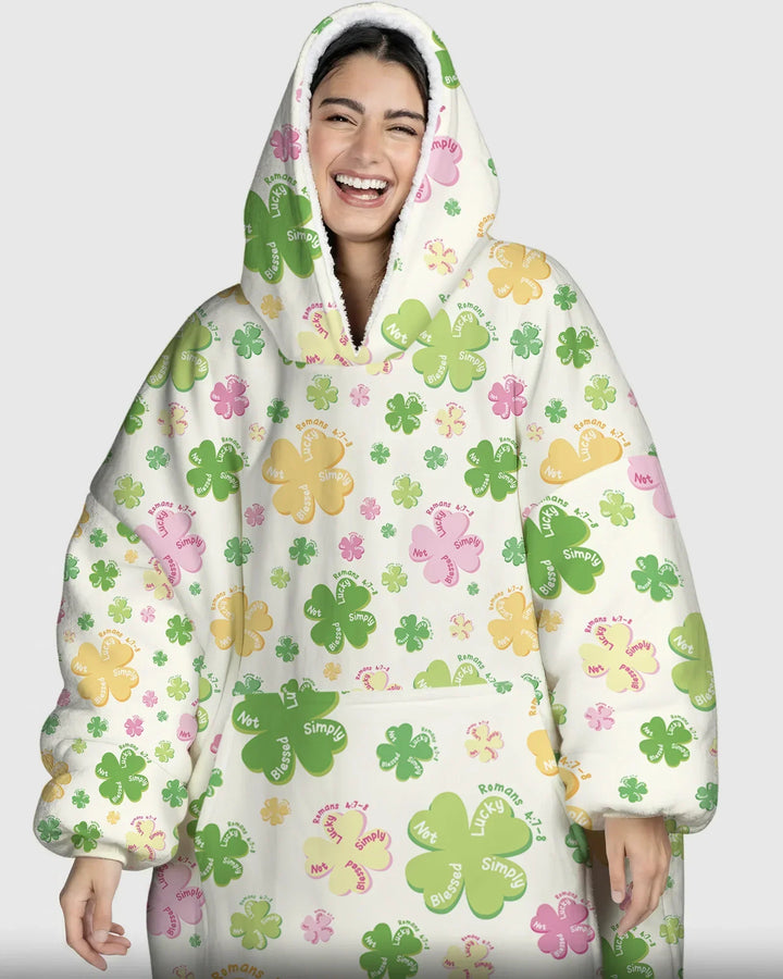 Kleeblatt-Druck St. Patrick's Day Tragbarer Bambus-Deckenhoodie