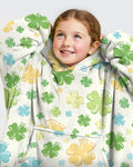 Shamrocks Print St. Patrick's Day Wearable Bamboo Blanket Hoodie