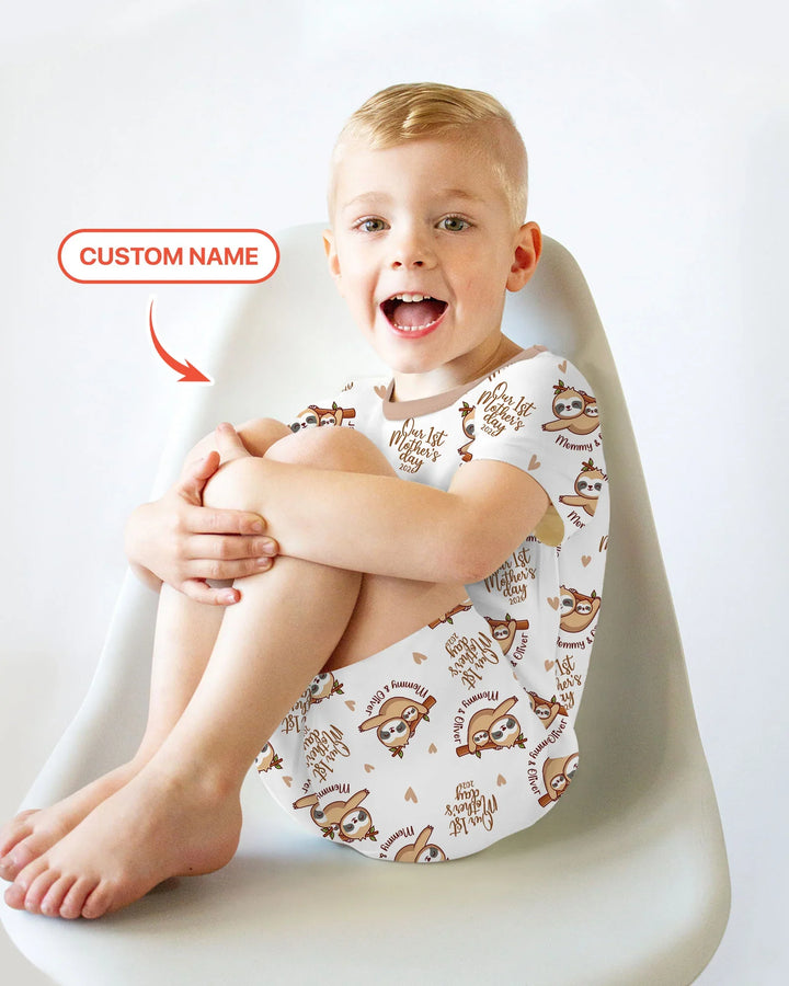 Zweiteiliges Pyjama-Set mit kurzen Ärmeln und Shorts im Sommer-Design