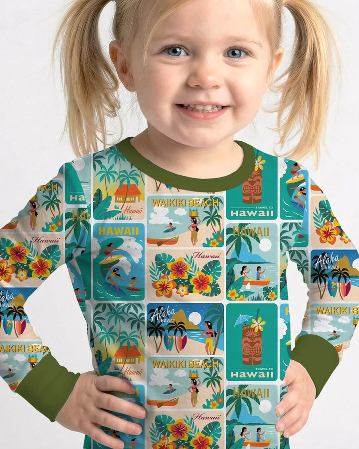 Zweiteiliges Langarm-Pyjama-Set mit Sommerfrüchten