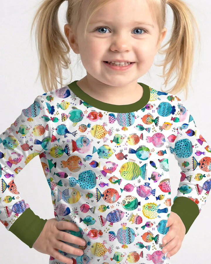 Zweiteiliges Langarm-Pyjama-Set mit Sommerfrüchten