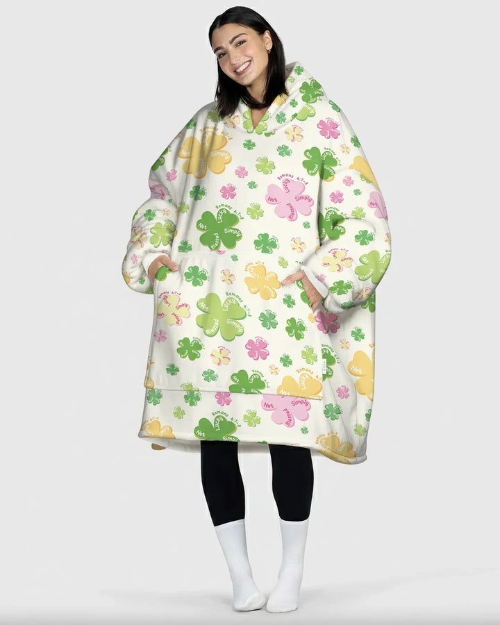 Kleeblatt-Druck St. Patrick's Day Tragbarer Bambus-Deckenhoodie