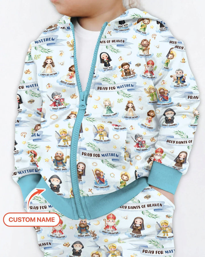 Heilige des Himmels Personalisierter Bambus-Kapuzenpullover mit Reißverschluss