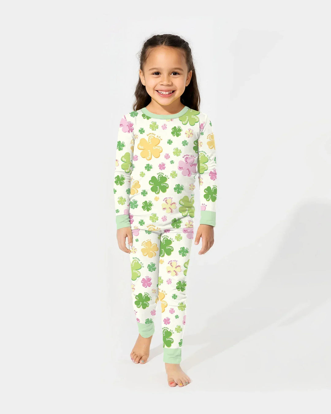 Shamrocks Print St. Patrick's Day Bamboo Two Piece Long Sleeve Pajama Set