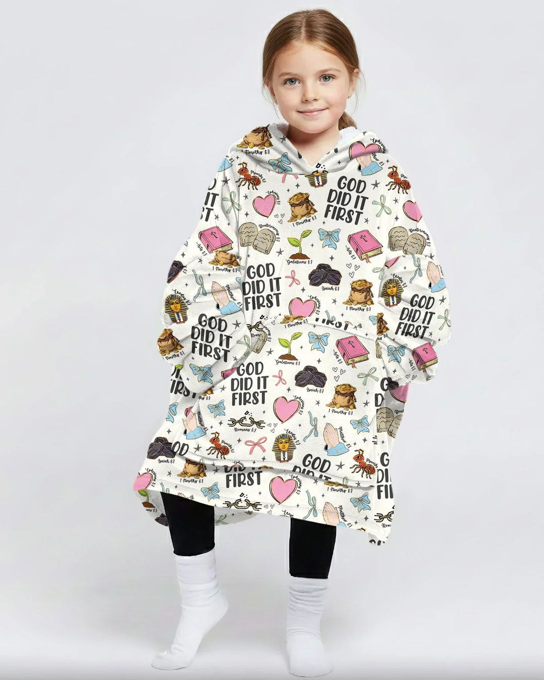 God Did It First Tragbarer Bambus-Deckenhoodie