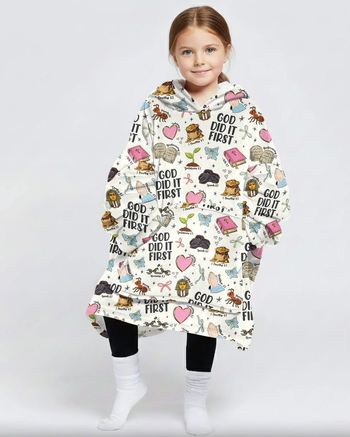 God Did It First Tragbarer Bambus-Deckenhoodie