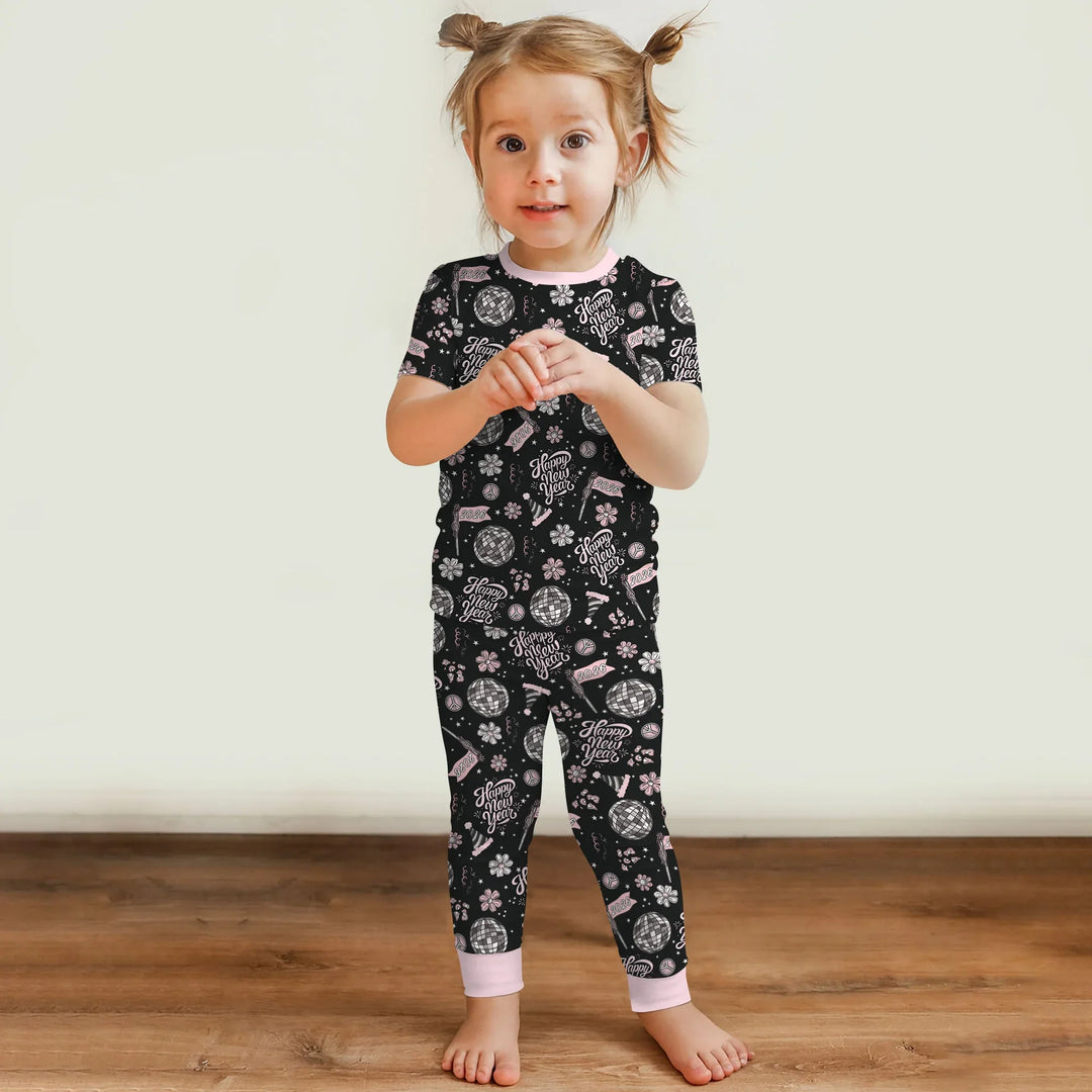 Disco New Years Eve Bamboo Two Piece Short Sleeve Pajama Set