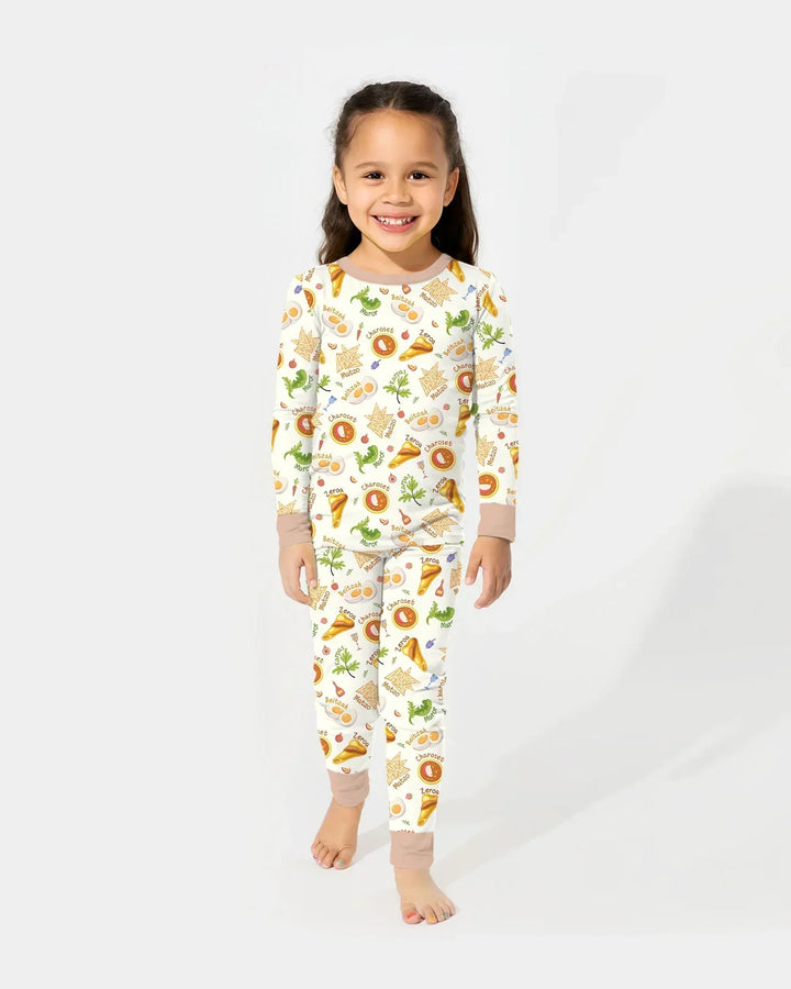 Zweiteiliges Langarm-Pyjama-Set mit Sommerfrüchten
