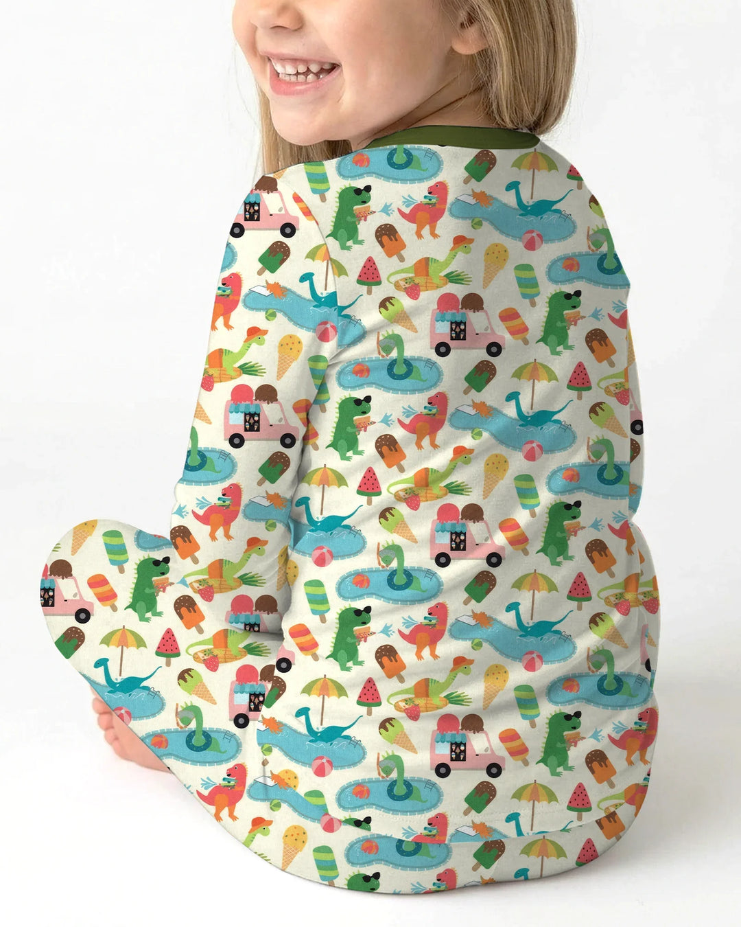 Dino Summer Splash Bamboo Two Piece Long Sleeve Pajama Set