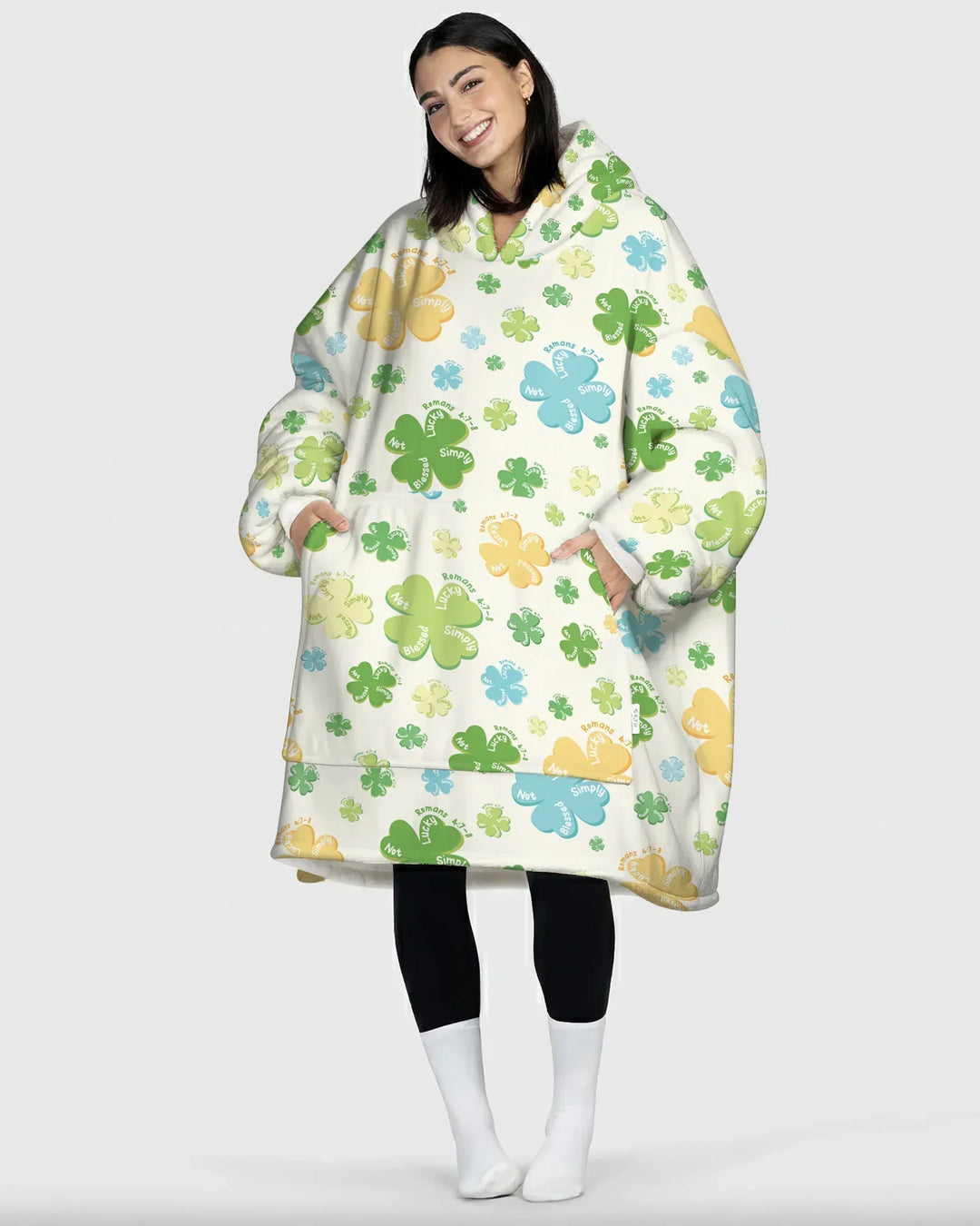 Kleeblatt-Druck St. Patrick's Day Tragbarer Bambus-Deckenhoodie