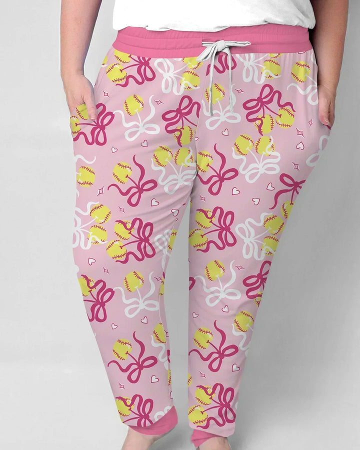 Softball Kirsche Mama und Mädchen passendes Bambus Damen Pyjama-Set