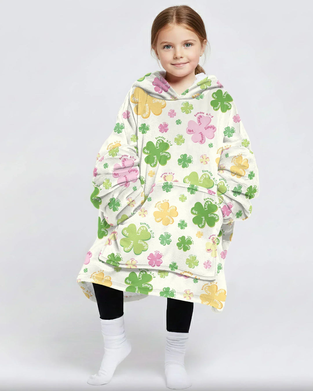Kleeblatt-Druck St. Patrick's Day Tragbarer Bambus-Deckenhoodie