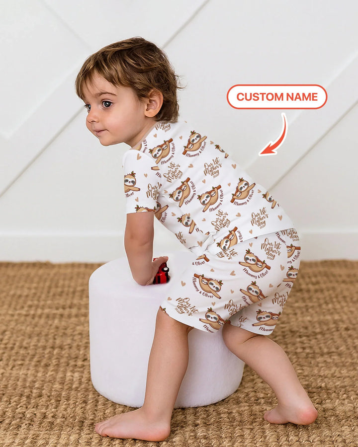 Zweiteiliges Pyjama-Set mit kurzen Ärmeln und Shorts im Sommer-Design