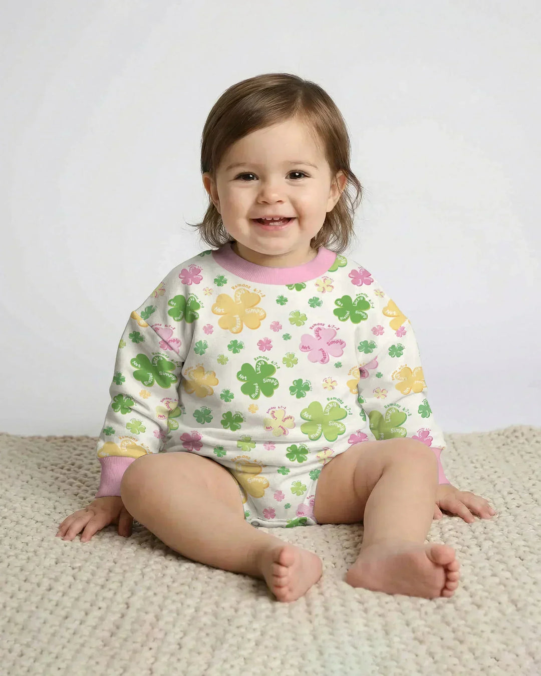 Shamrocks Print St. Patrick's Day Bamboo Bubble Romper