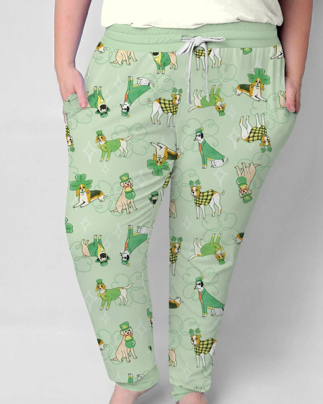 St. Patrick's Day Welpen Pyjama-Set aus Bambus für Damen