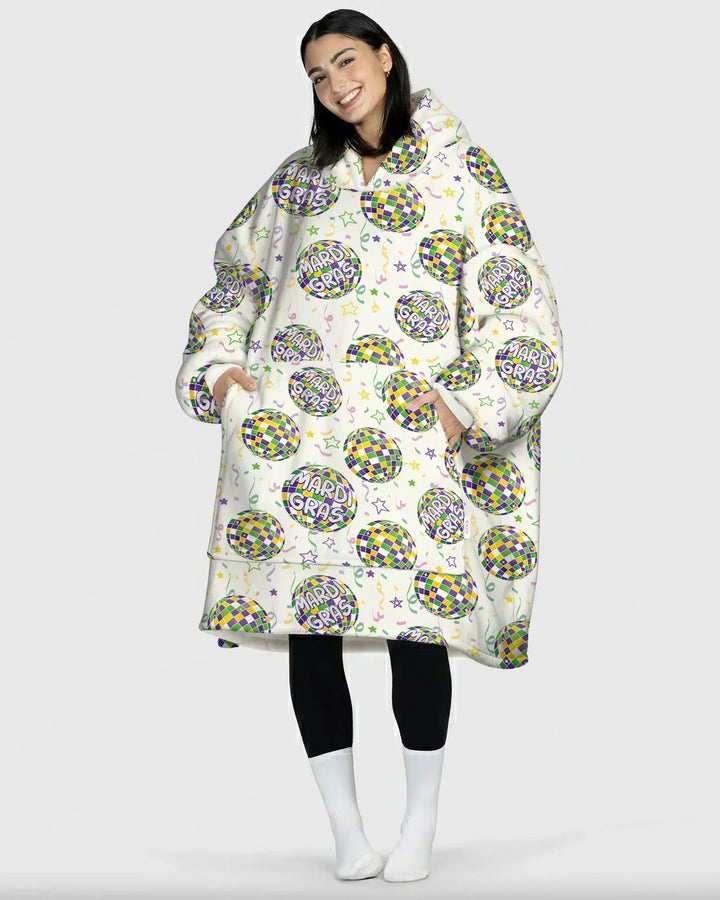 Mardi Gras Discokugel Tragbarer Bambus-Deckenhoodie