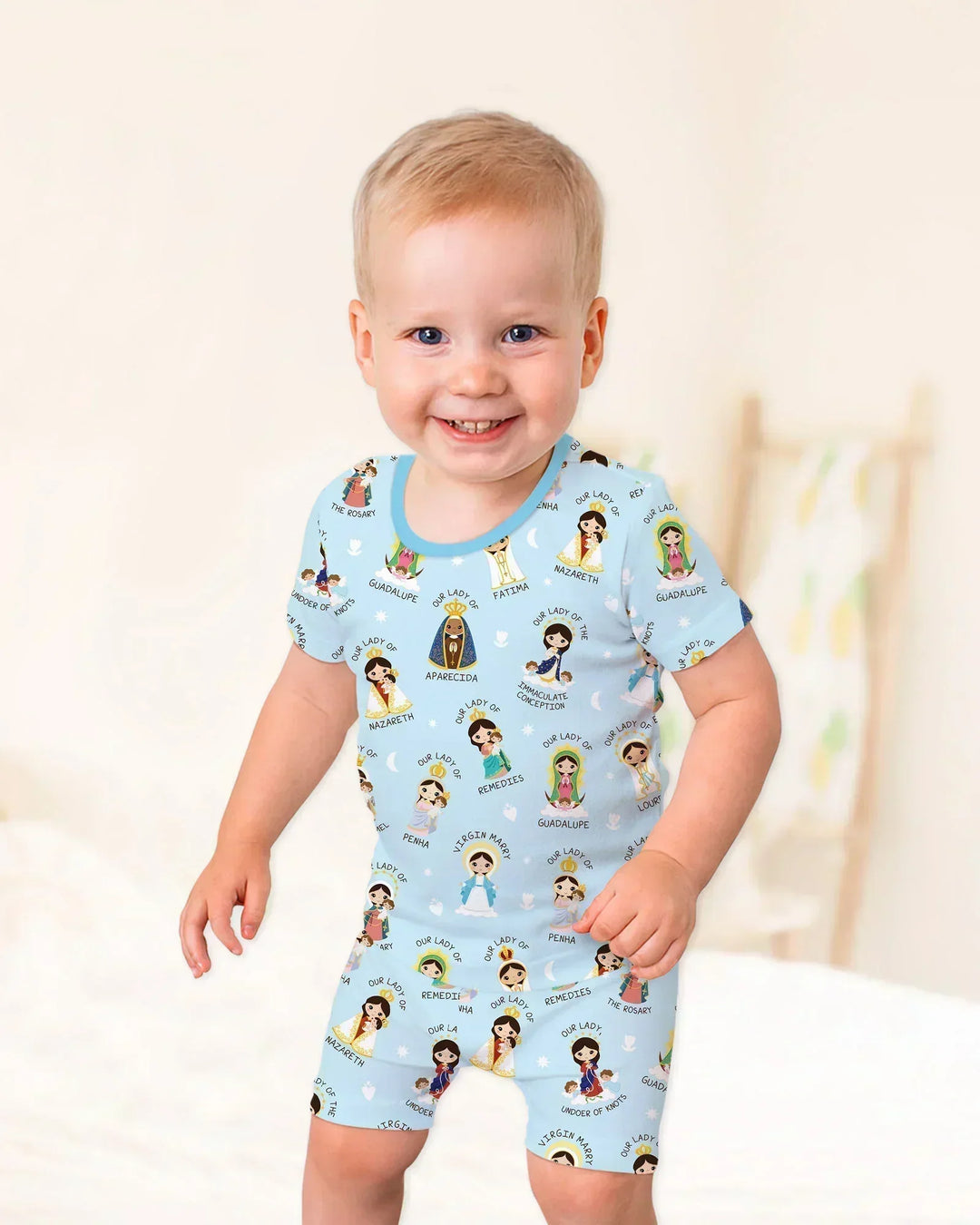 Little Marian Blessings Bamboo Two Piece Short Sleeve Shorts Pajama Set
