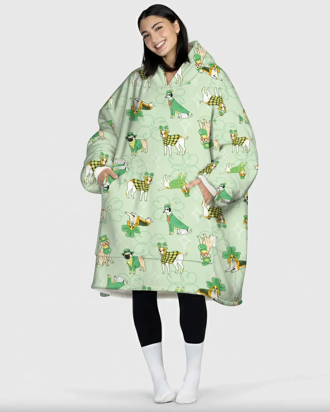 St. Patrick's Day Welpen tragbare Bambus-Decken-Kapuzenjacke