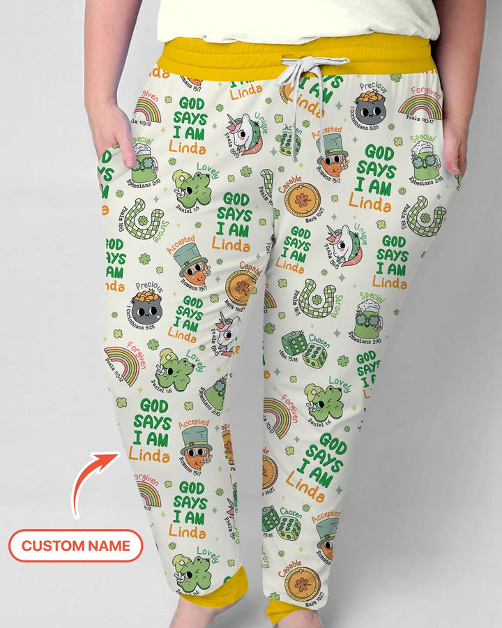 Personalized God Says I Am St. Patrick's Day Family Matching Bamboo Women Pajama Set