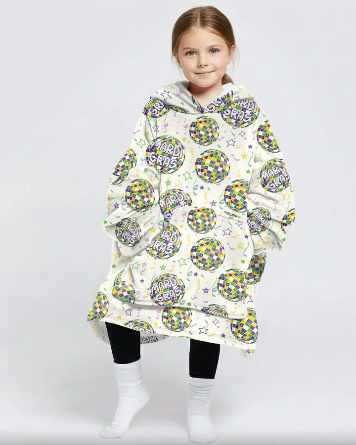 Mardi Gras Discokugel Tragbarer Bambus-Deckenhoodie
