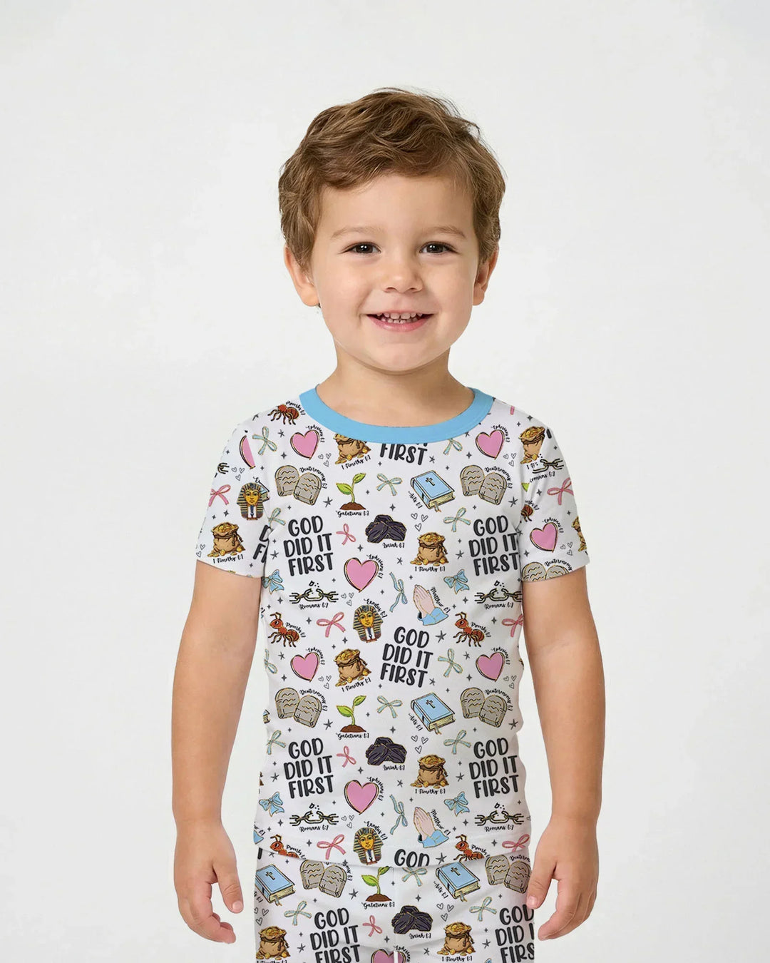 Zweiteiliges, kurzärmliges Pyjama-Set mit Marienkäfern